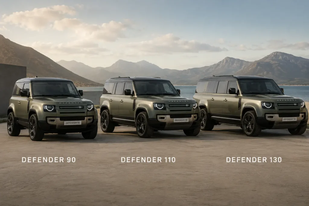 Land Rover Defender 90, 110 and 130 body style comparison