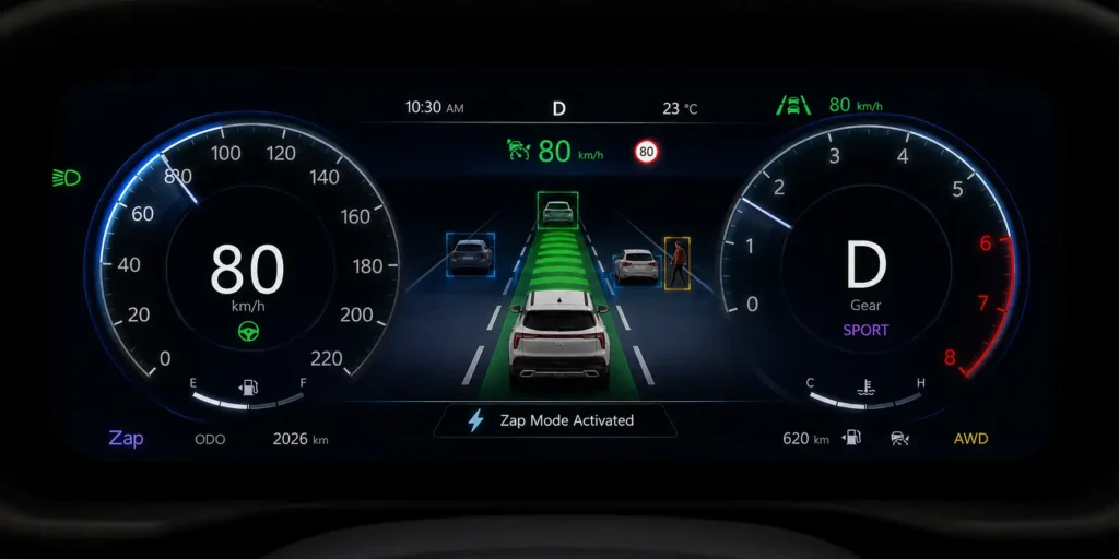 Mahindra XUV 7XO ADAS safety display visualization