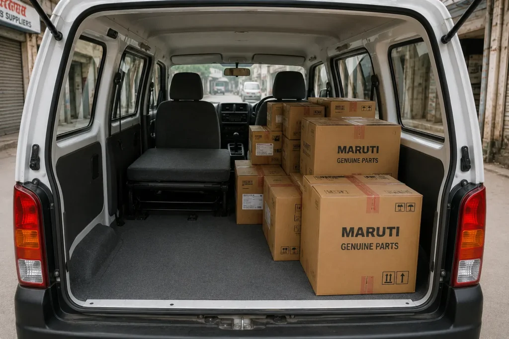Eeco Tour V cargo space with folded seats and luggage capacity