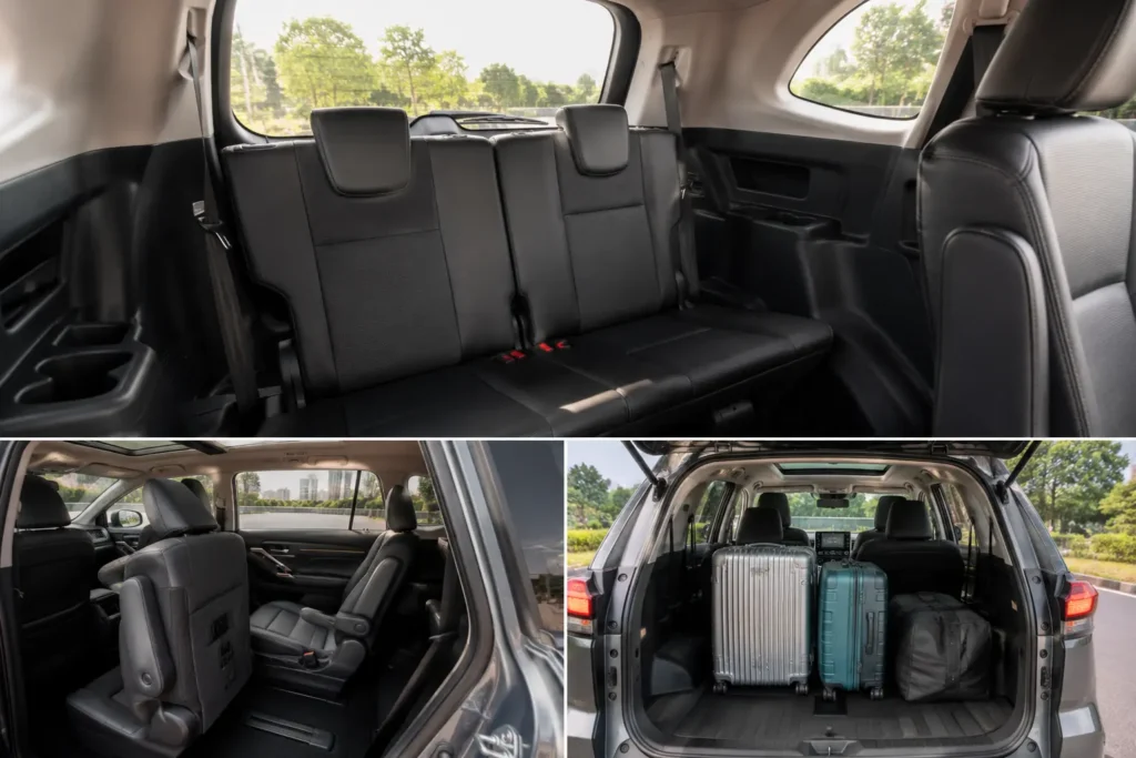 Maruti Suzuki Invicto spacious third-row seating and cargo area with folded seats