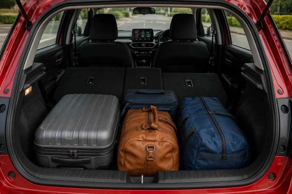 Maruti Swift boot space with folded rear seats