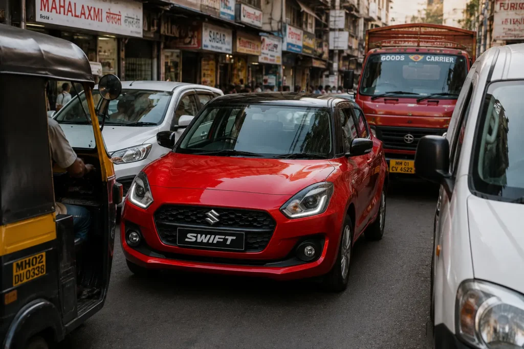 Maruti Swift handling tight city traffic with ease