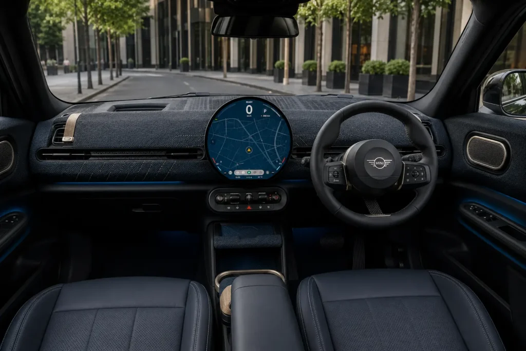 Mini Countryman C interior with circular OLED display