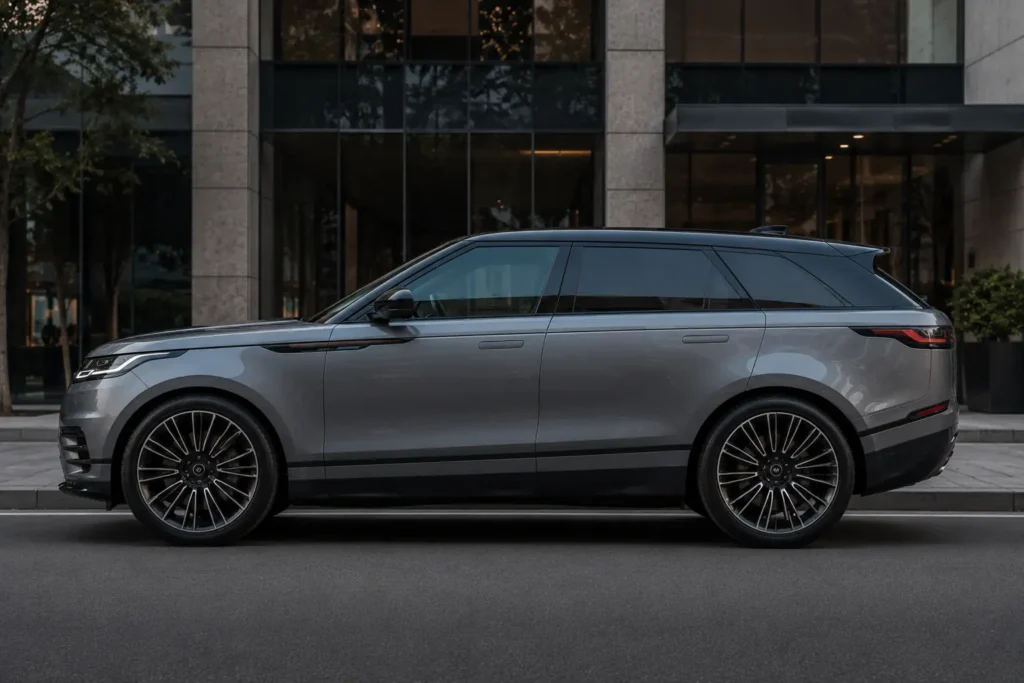 Range Rover Velar side profile highlighting clean body lines and flush door handles