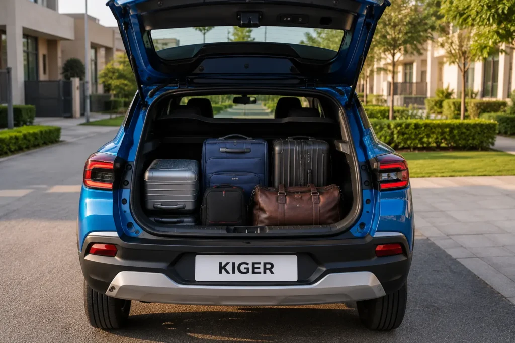 Renault Kiger 405-litre boot space with luggage