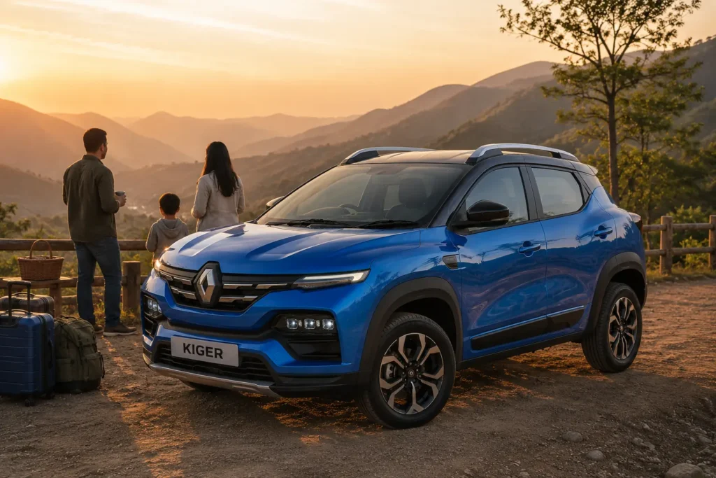 Renault Kiger family SUV at scenic viewpoint
