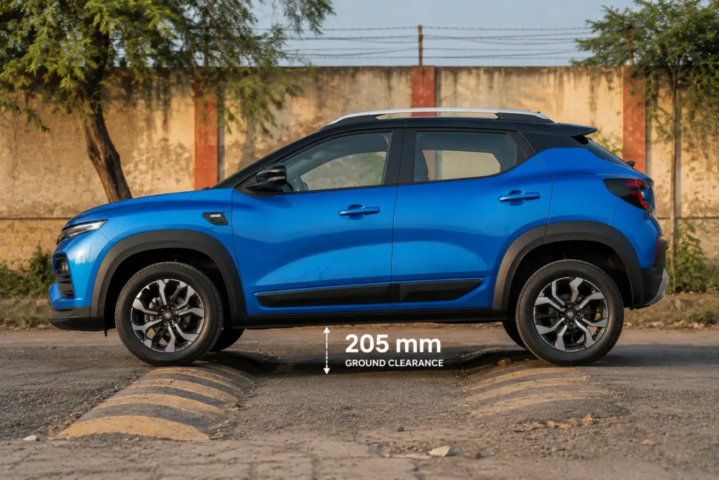 Renault Kiger ground clearance and side profile