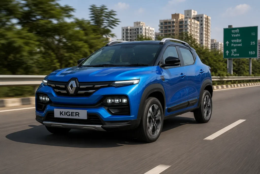 Renault Kiger Turbo driving on highway