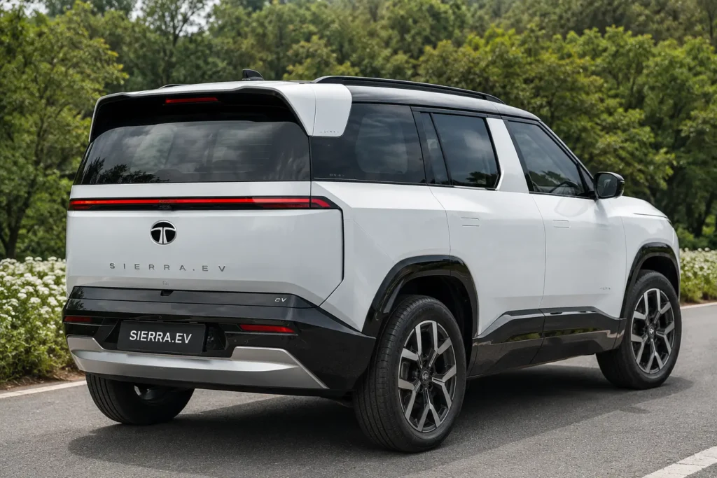 Tata Sierra EV rear design with connected LED taillights