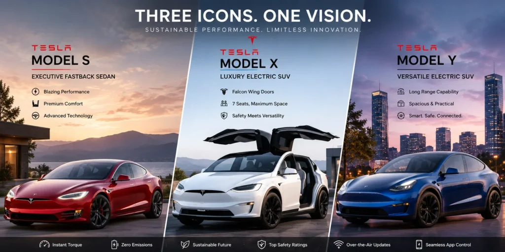 Tesla Model S, X, and Y body style differences