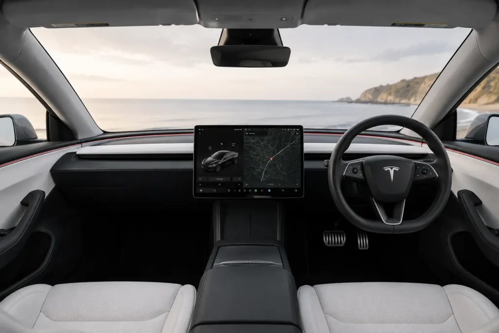Tesla Model 3 minimalist dashboard and touchscreen