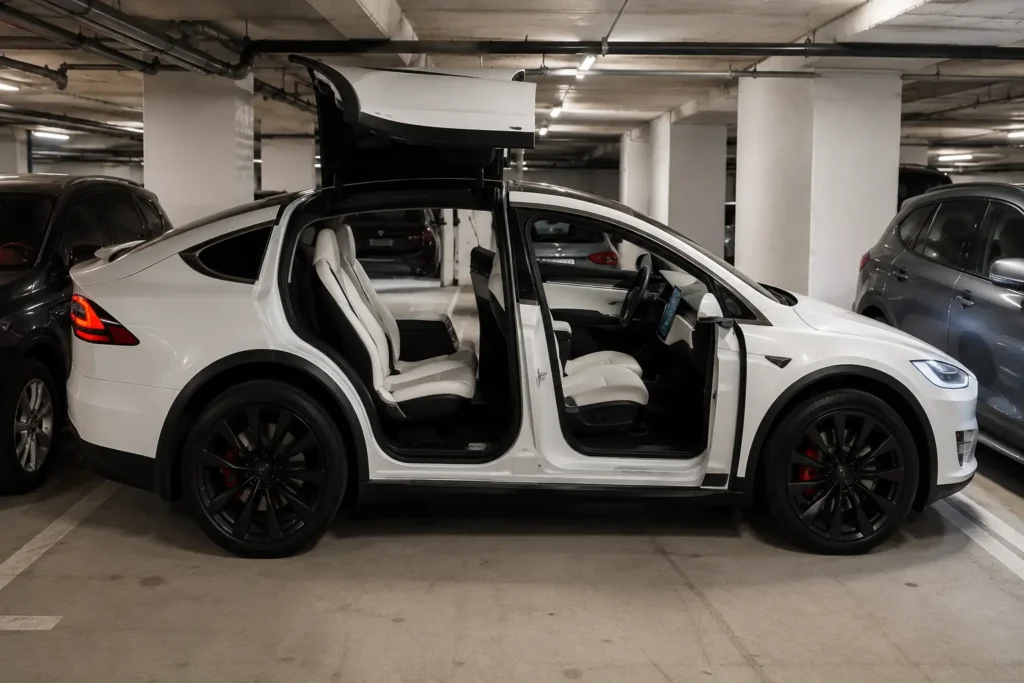 Tesla Model X Falcon Wing doors and rear cabin access