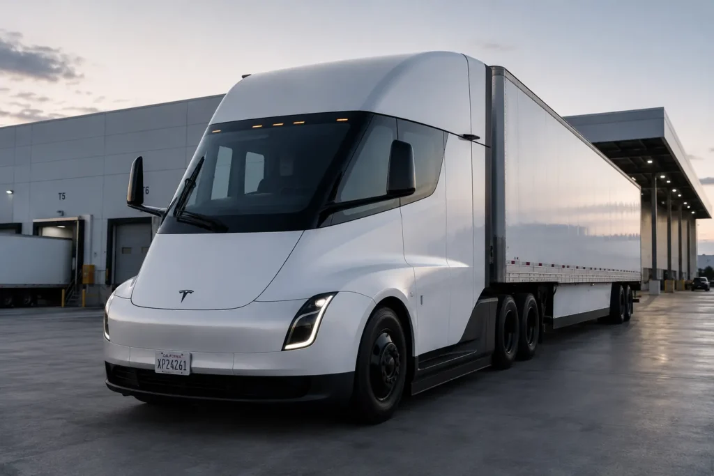Tesla Semi aerodynamic design and front profile