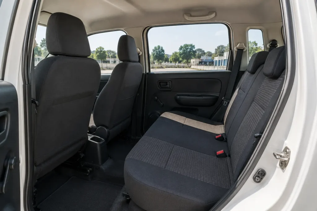 Rear seat space showing tall headroom and legroom in Tour H3 Wagon R
