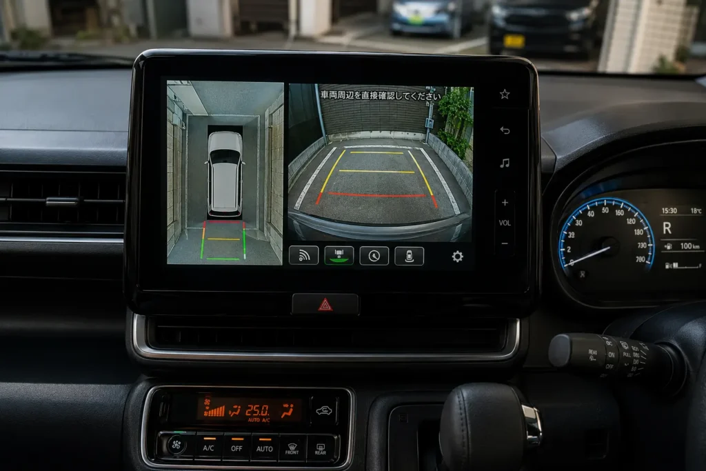 Suzuki Wagon R Custom Z HYBRID ZX 360-degree parking camera display