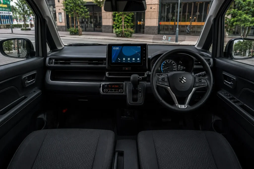 Interior dashboard of Suzuki Wagon R Custom Z HYBRID ZX with HUD and infotainment